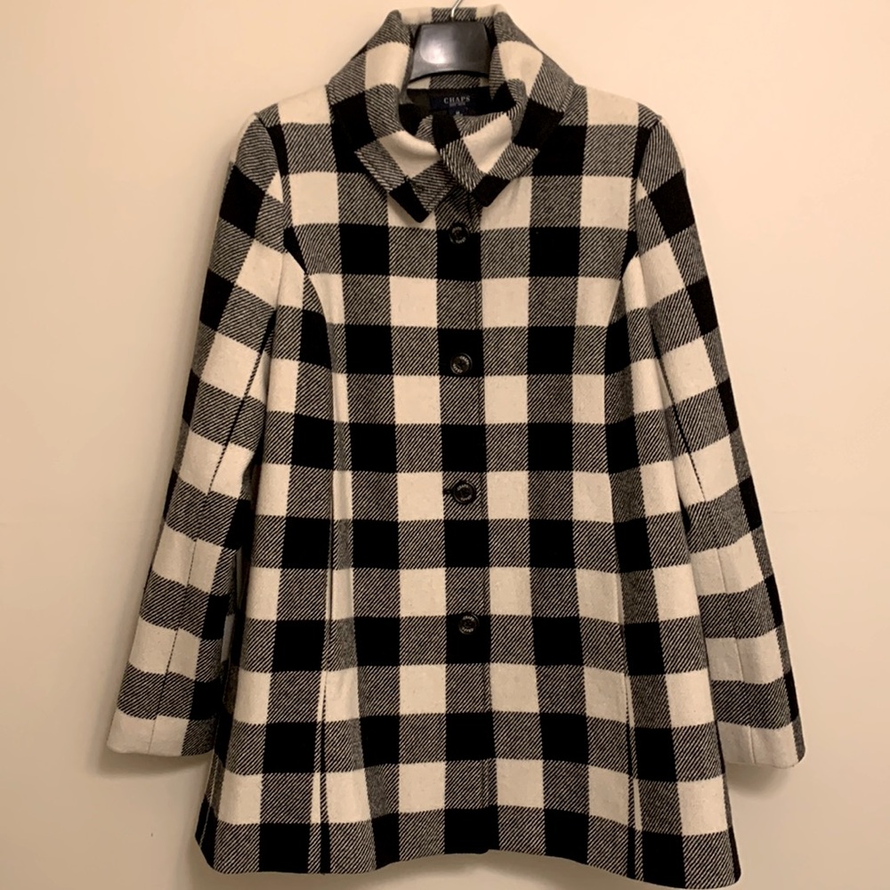 Black and White Wool Coat EUC